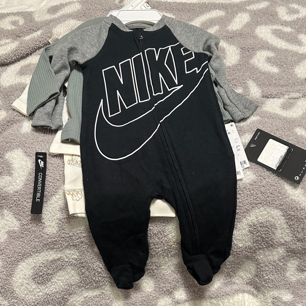 Nike Kids Black and Gray Footie One Piece